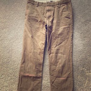 Khaki Straight-Leg Pants